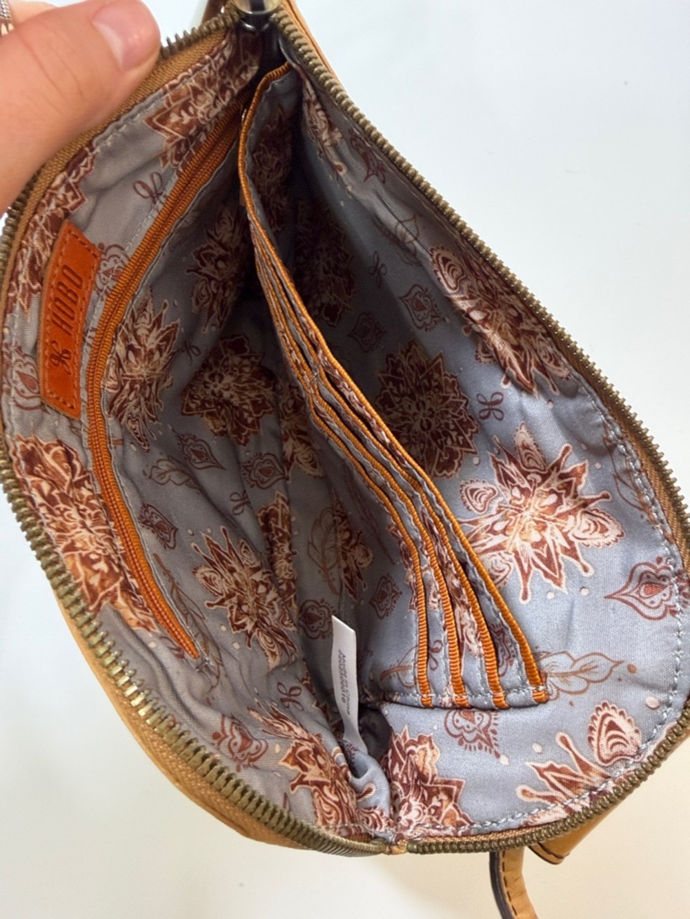 HOBO Tan Leather Wristlet Clutch with Center Stitch Detail - Picture 7 of 7